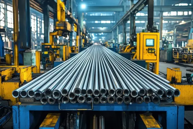 varios tubos em industria de aço